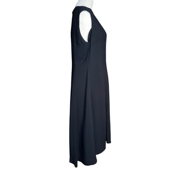 St John Black Viscose Sleeveless V Neck Fit & Flare Dress Cocktail Party Size 10 - Picture 5 of 9